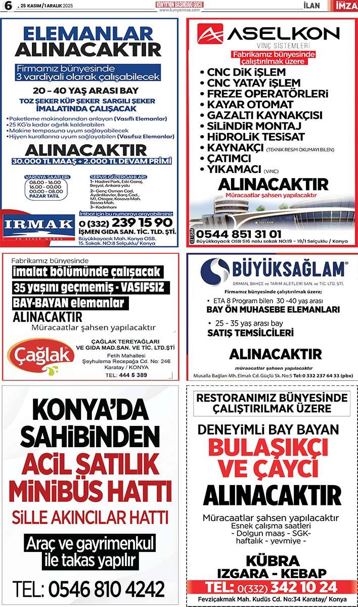 Konya İmza E-GAZETE (25 Kasım / 1 Aralık 2025) 6